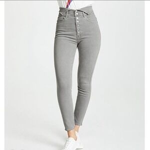 Mother‎ Jeans The Swooner Exposed Snap Ankle Charcoal Stretch Denim Size 27